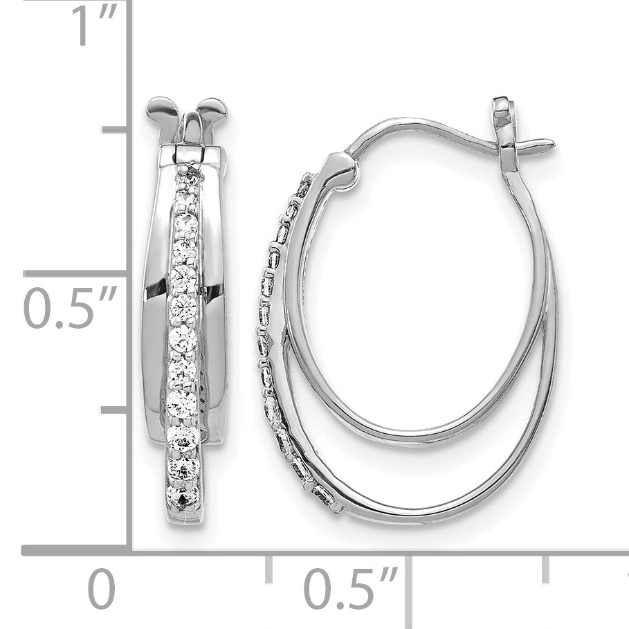 14k White Gold 1/4 carat Diamond Triple Oval Hoop Earrings