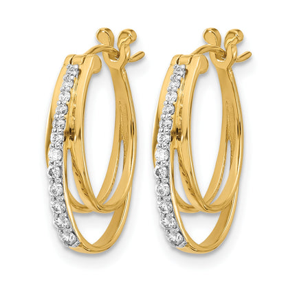 14k 1/4 carat Diamond Triple Oval Hoop Earrings
