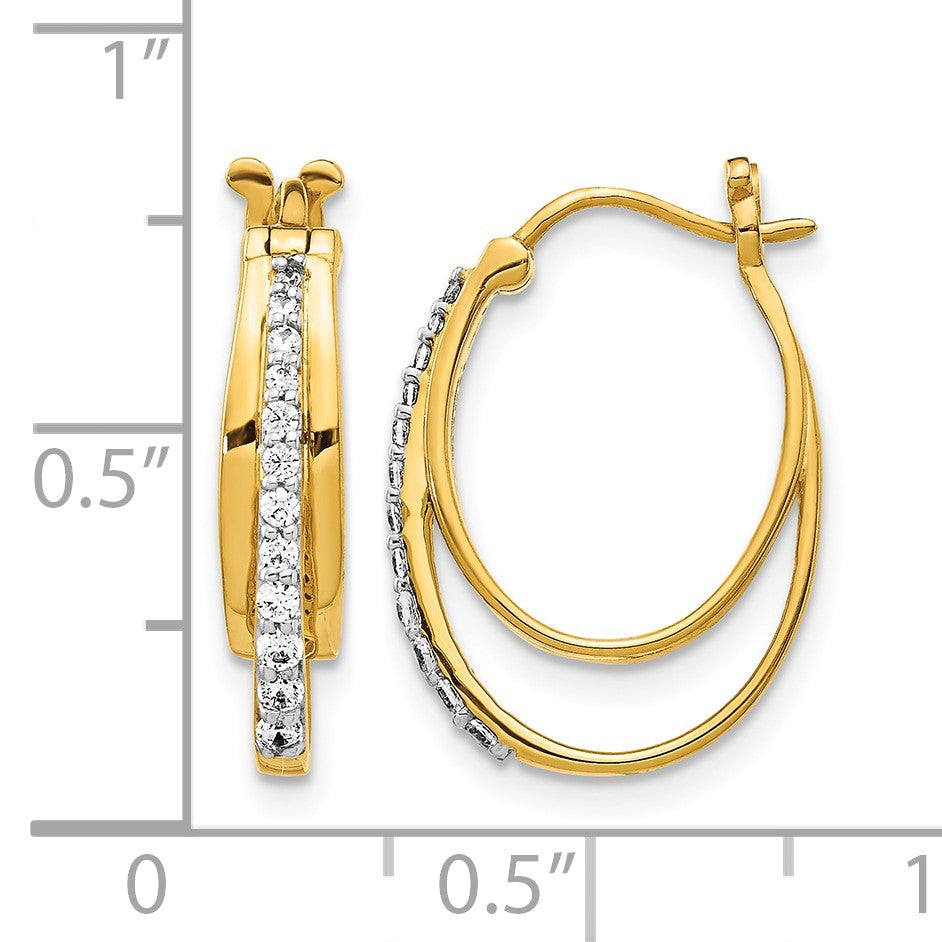 14k 1/4 carat Diamond Triple Oval Hoop Earrings