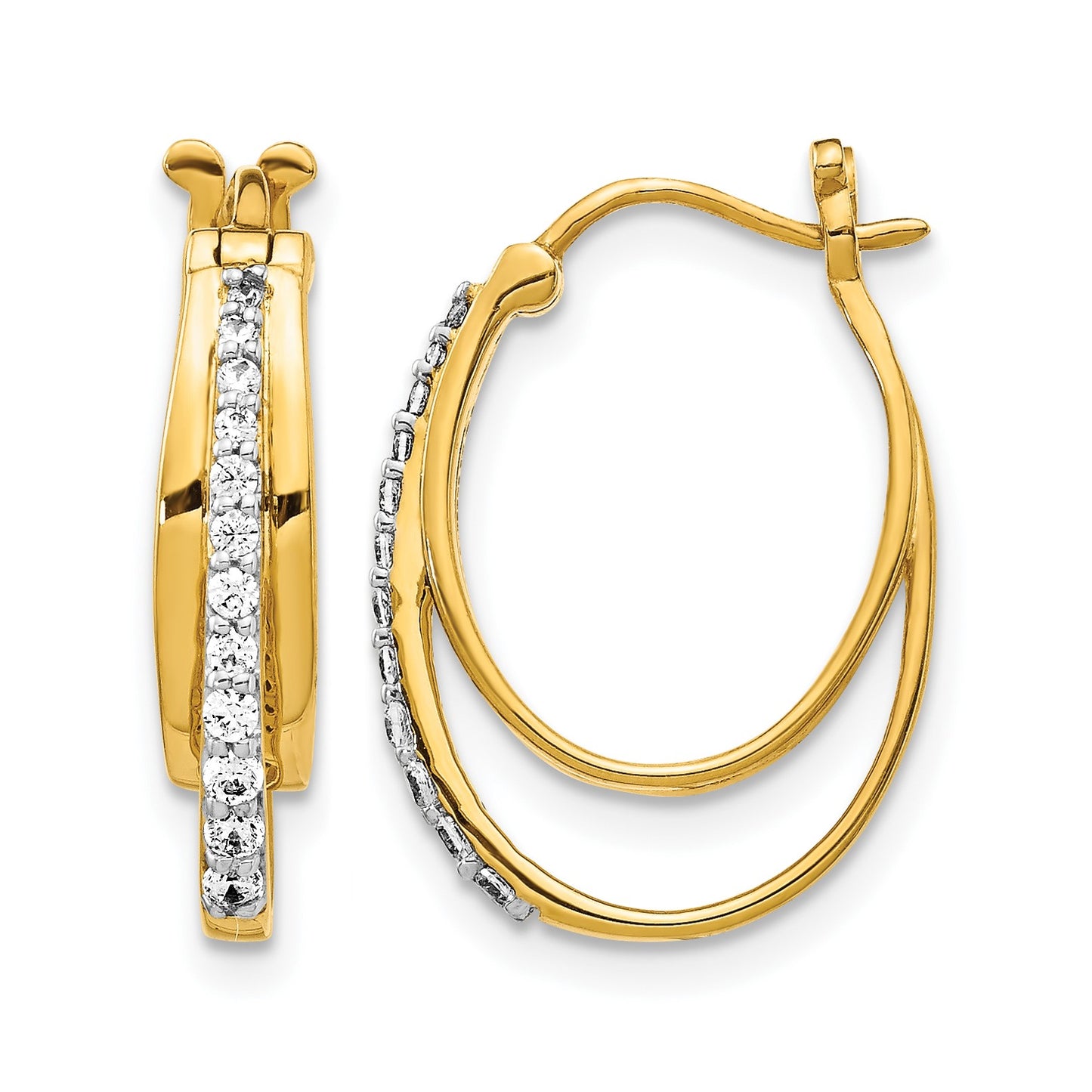 14k 1/4 carat Diamond Triple Oval Hoop Earrings