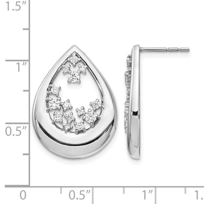 14k White Gold 3/4 carat Diamond Teardrop Post Earrings