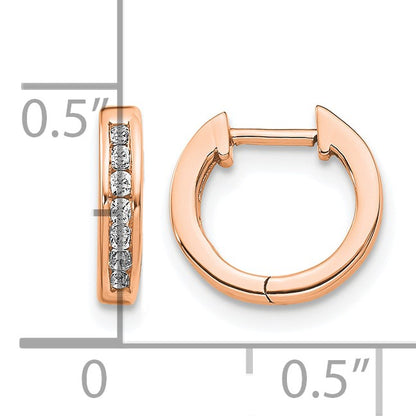 14k Rose Gold 1/10 carat Diamond Channel-set Hinged Hoop Earrings