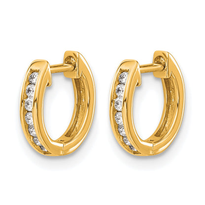 14k 1/10 carat Diamond Channel-set Hinged Hoop Earrings