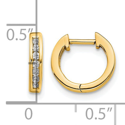 14k 1/10 carat Diamond Channel-set Hinged Hoop Earrings