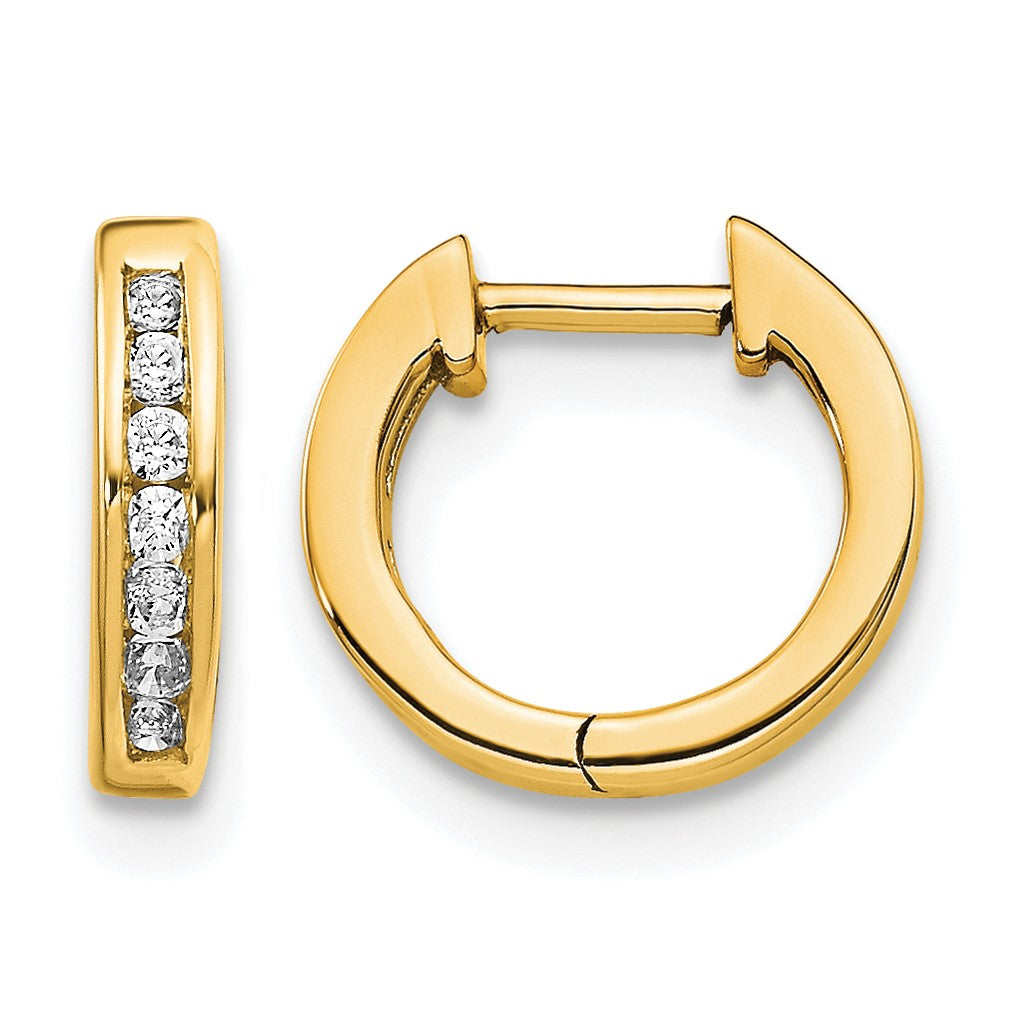 14k 1/10 carat Diamond Channel-set Hinged Hoop Earrings