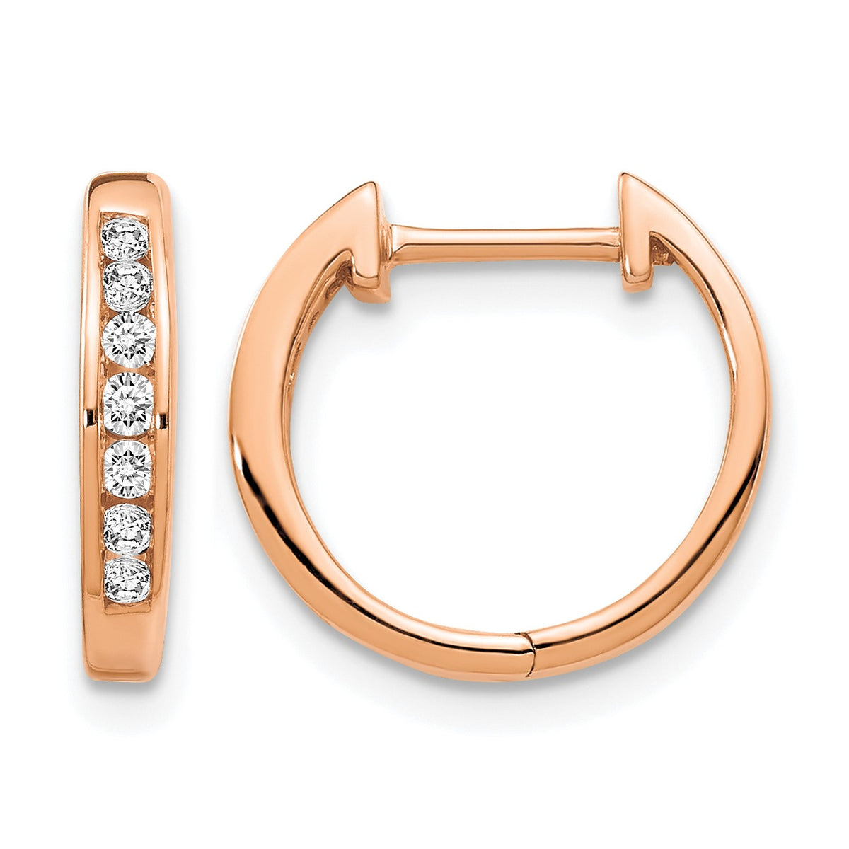 14k Rose Gold 1/5 carat Diamond Channel-set Hinged Hoop Earrings