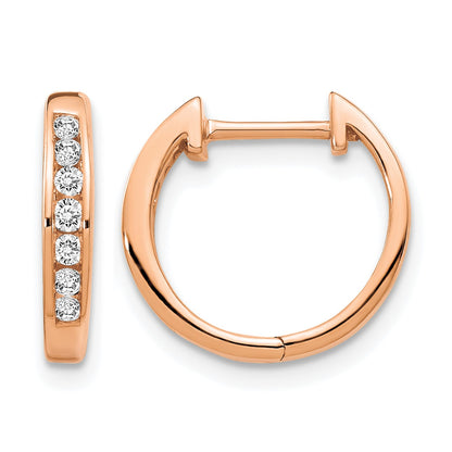 14k Rose Gold 1/5 carat Diamond Channel-set Hinged Hoop Earrings