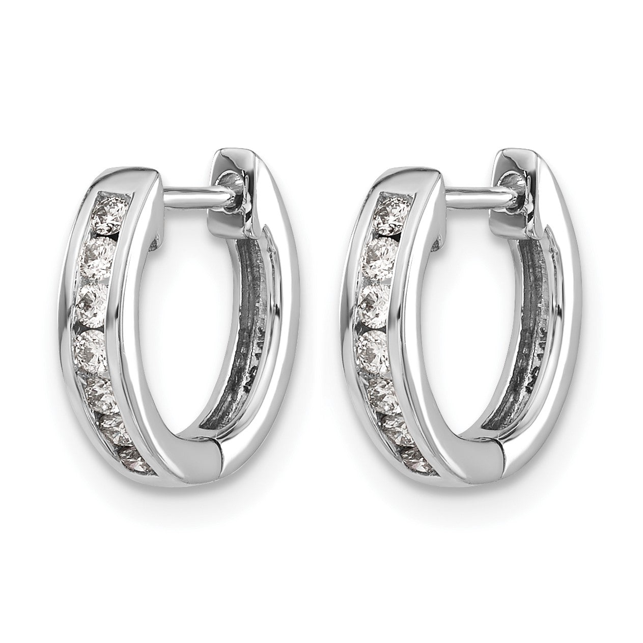 14k White Gold 1/5 carat Diamond Channel-set Hinged Hoop Earrings
