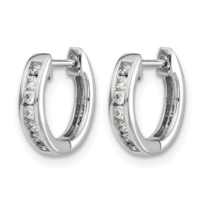 14k White Gold 1/5 carat Diamond Channel-set Hinged Hoop Earrings