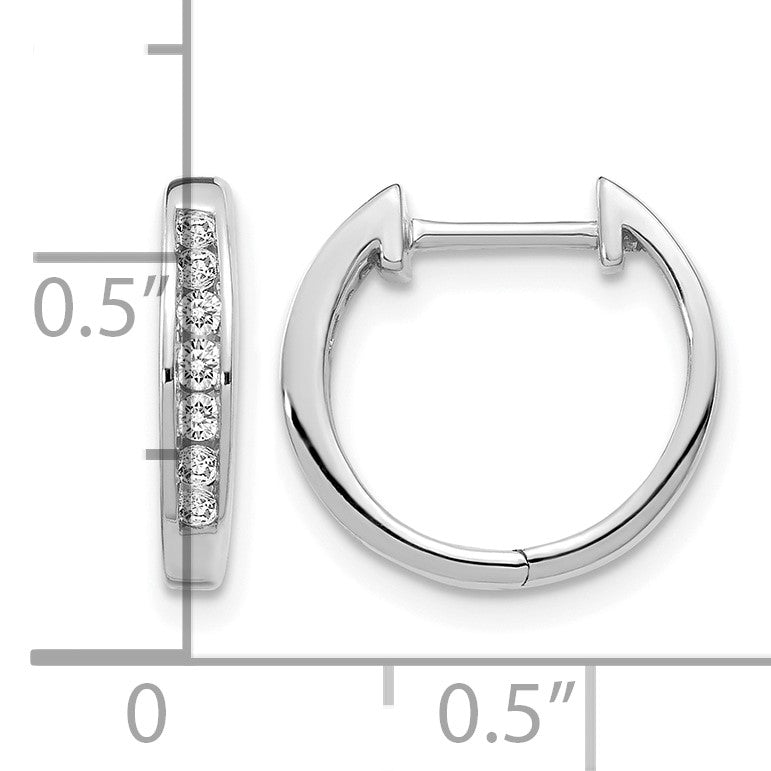 14k White Gold 1/5 carat Diamond Channel-set Hinged Hoop Earrings