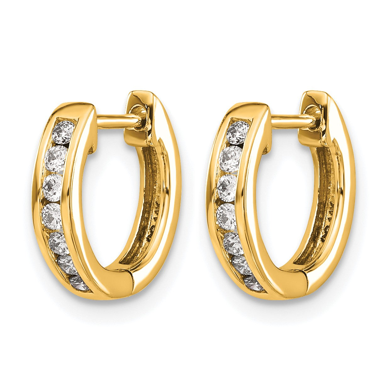 14k 1/5 carat Diamond Channel-set Hinged Hoop Earrings
