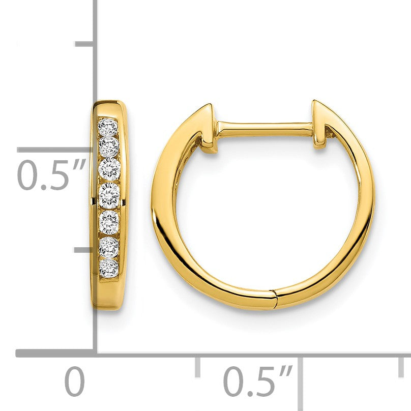 14k 1/5 carat Diamond Channel-set Hinged Hoop Earrings