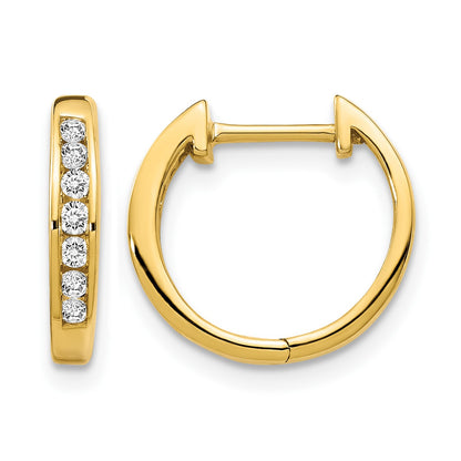14k 1/5 carat Diamond Channel-set Hinged Hoop Earrings