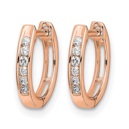 14k Rose Gold 1/8 carat Diamond Channel-set Hinged Hoop Earrings