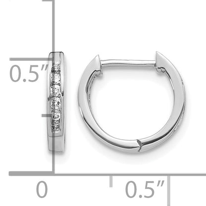 14k White Gold 1/8 carat Diamond Channel-set Hinged Hoop Earrings