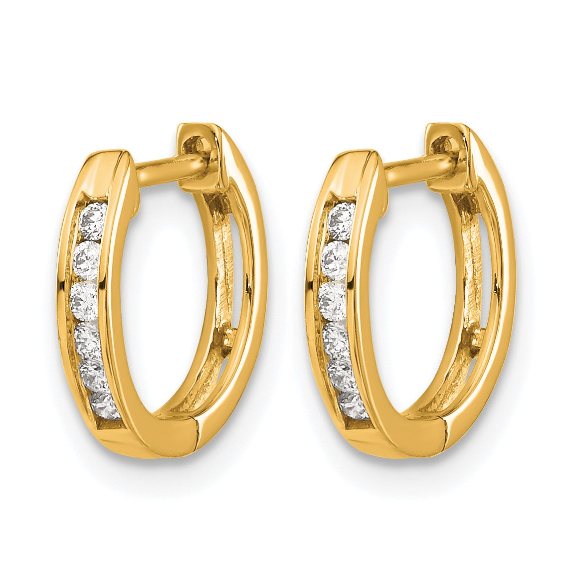 14k 1/8 carat Diamond Channel-set Hinged Hoop Earrings