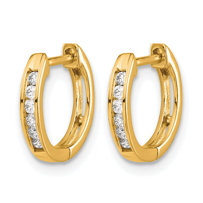 14k 1/8 carat Diamond Channel-set Hinged Hoop Earrings