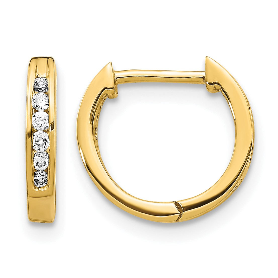 14k 1/8 carat Diamond Channel-set Hinged Hoop Earrings