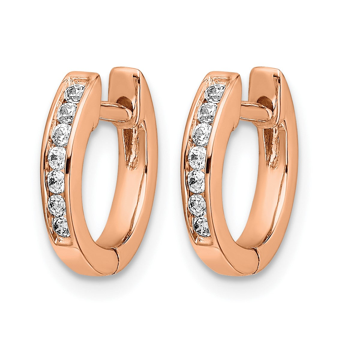 14k Rose Gold 1/6 carat Diamond Channel-set Hinged Hoop Earrings