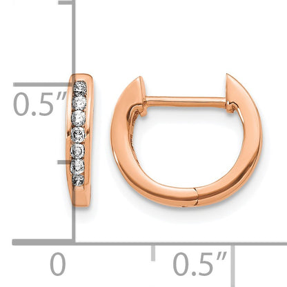 14k Rose Gold 1/6 carat Diamond Channel-set Hinged Hoop Earrings