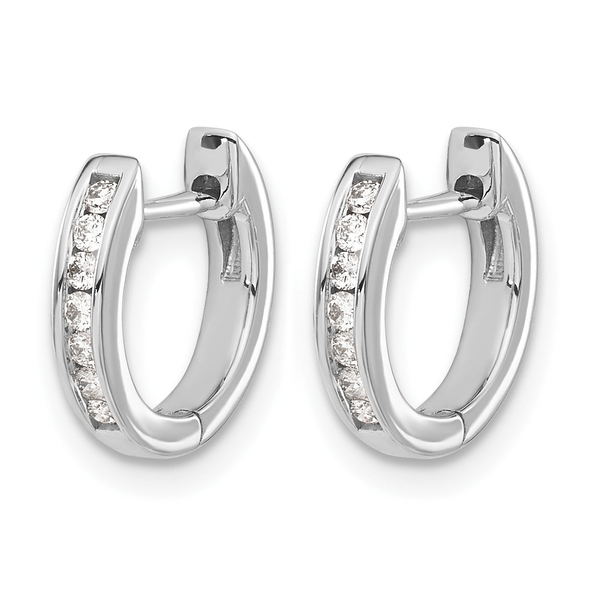 14k White Gold 1/6 carat Diamond Channel-set Hinged Hoop Earrings