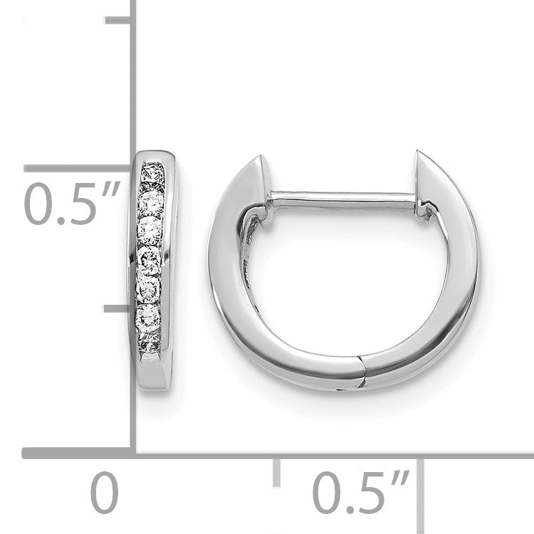 14k White Gold 1/6 carat Diamond Channel-set Hinged Hoop Earrings