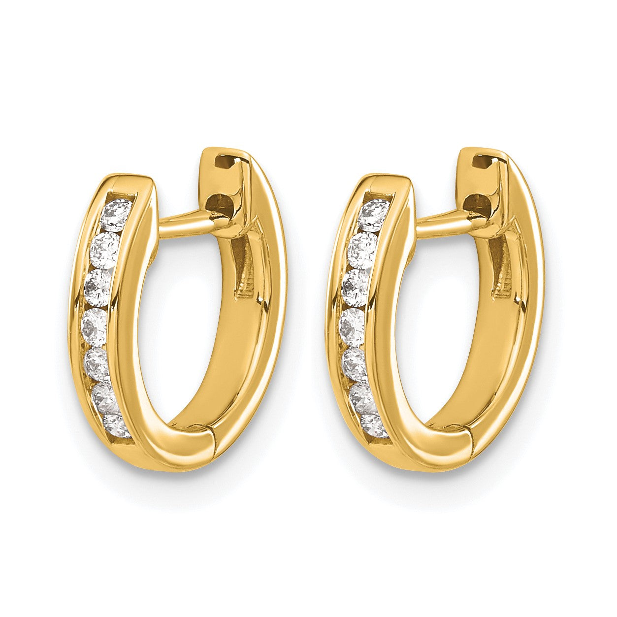 14k 1/6 carat Diamond Channel-set Hinged Hoop Earrings