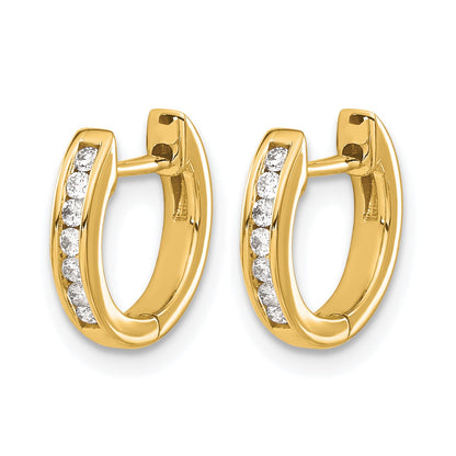 14k 1/6 carat Diamond Channel-set Hinged Hoop Earrings