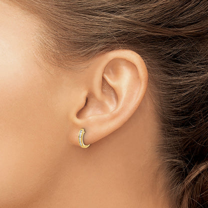 14k 1/6 carat Diamond Channel-set Hinged Hoop Earrings
