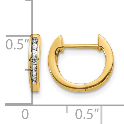 14k 1/6 carat Diamond Channel-set Hinged Hoop Earrings