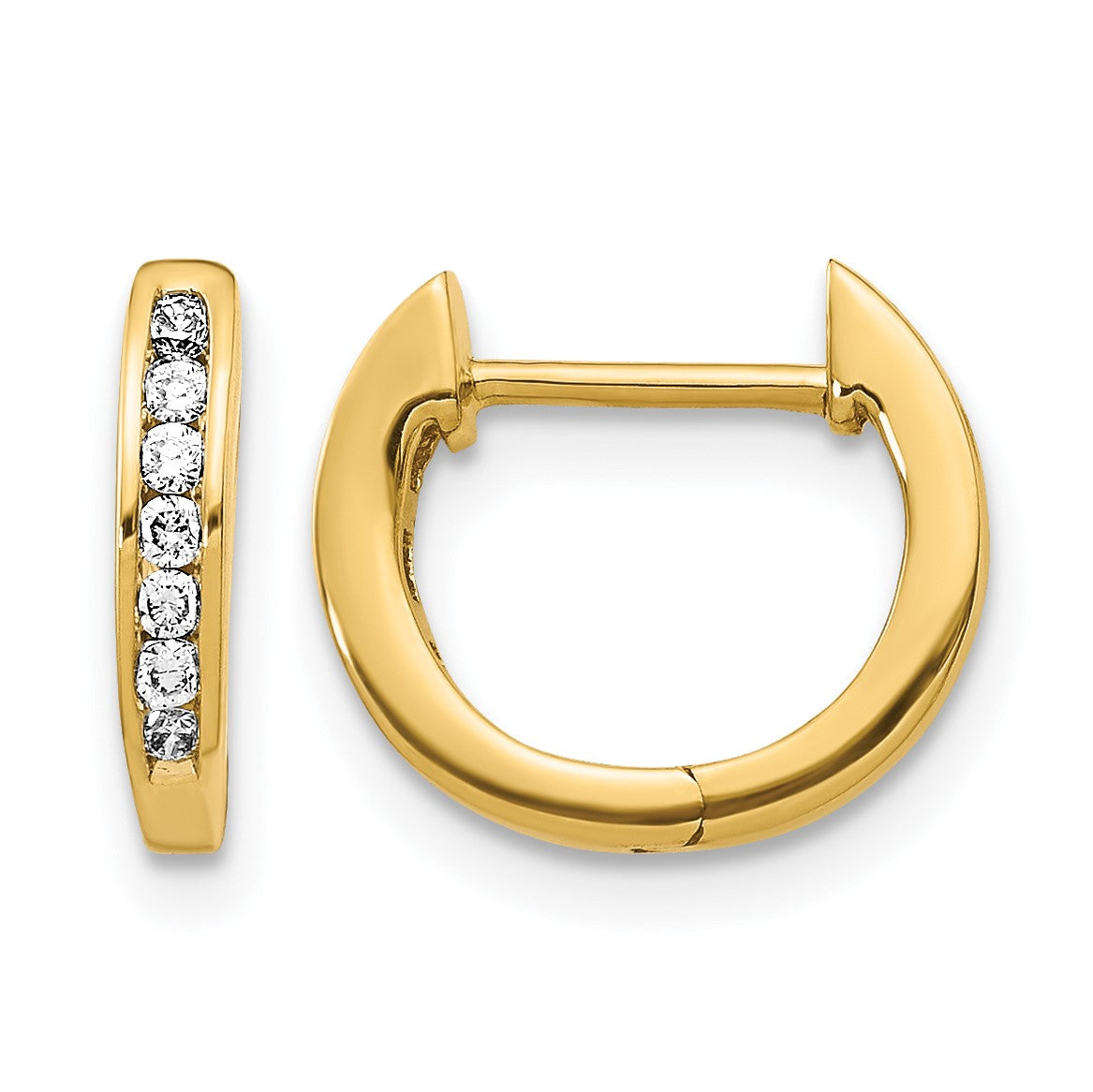 14k 1/6 carat Diamond Channel-set Hinged Hoop Earrings