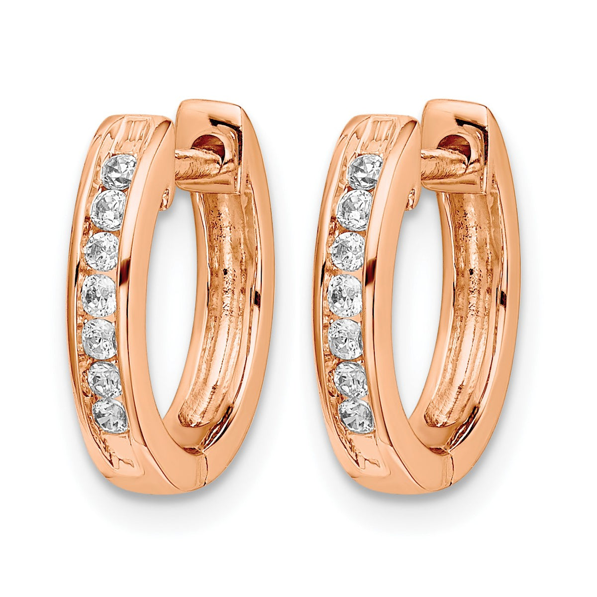 14k Rose Gold 1/5 carat Diamond Channel-set Hinged Hoop Earrings