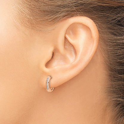 14k Rose Gold 1/5 carat Diamond Channel-set Hinged Hoop Earrings