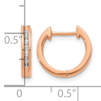 14k Rose Gold 1/5 carat Diamond Channel-set Hinged Hoop Earrings