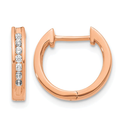 14k Rose Gold 1/5 carat Diamond Channel-set Hinged Hoop Earrings