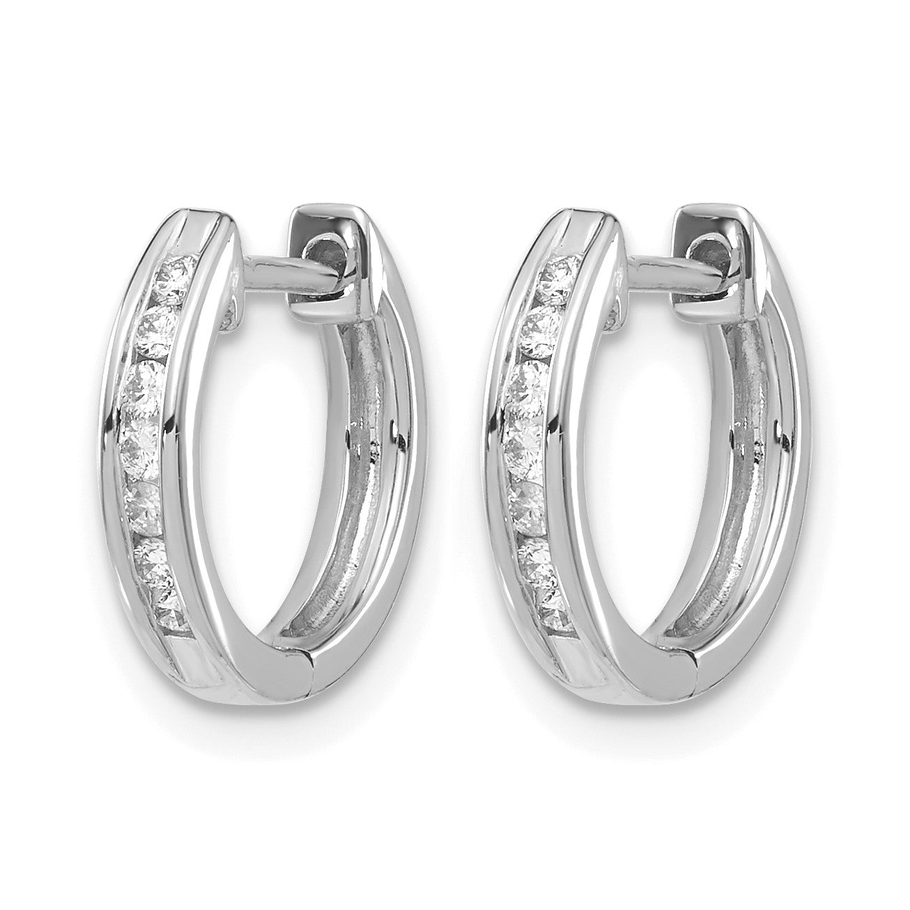 14k White Gold 1/5 carat Diamond Channel-set Hinged Hoop Earrings