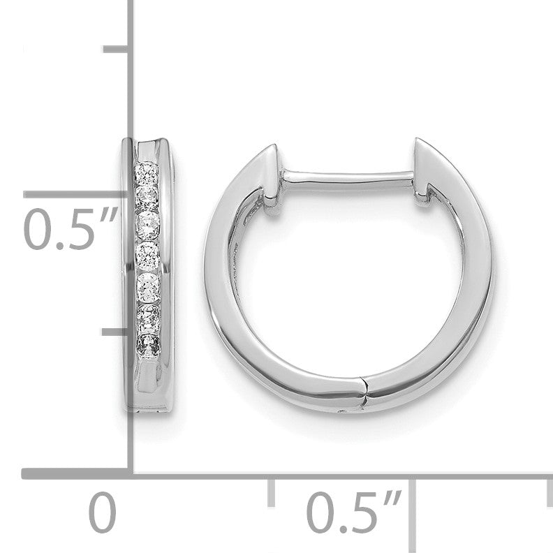 14k White Gold 1/5 carat Diamond Channel-set Hinged Hoop Earrings