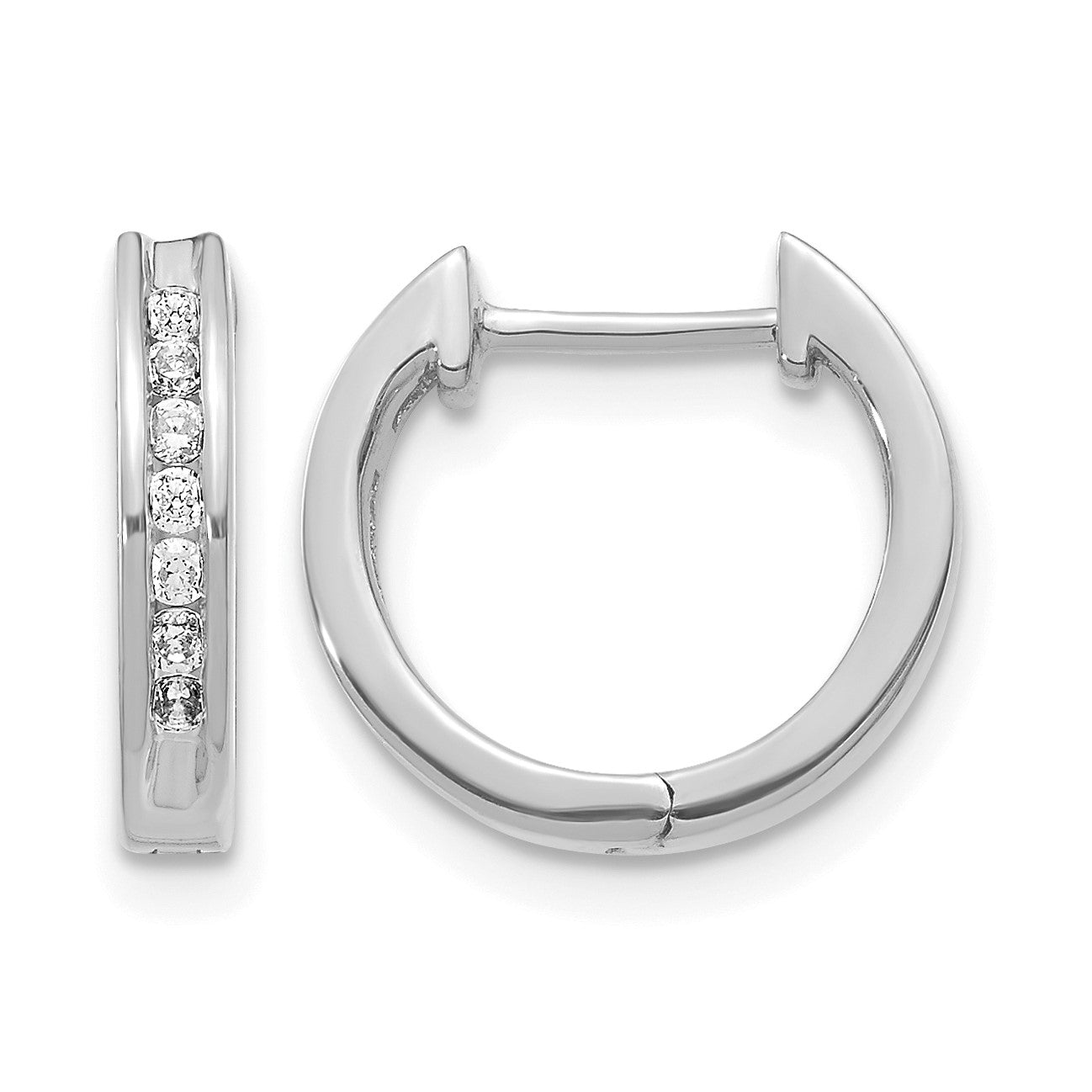 14k White Gold 1/5 carat Diamond Channel-set Hinged Hoop Earrings