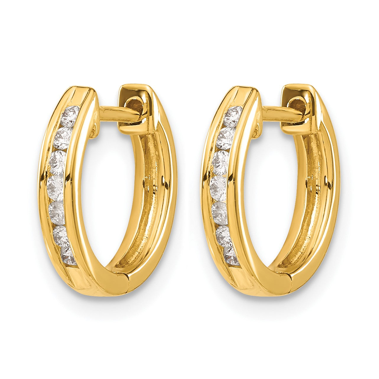14k 1/5 carat Diamond Channel-set Hinged Hoop Earrings
