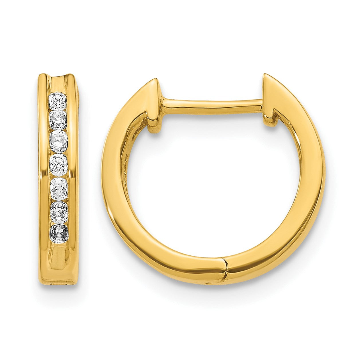 14k 1/5 carat Diamond Channel-set Hinged Hoop Earrings