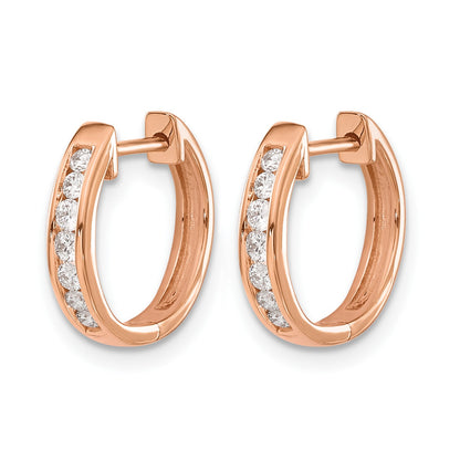 14k Rose Gold 1/4 carat Diamond Channel-set Hinged Hoop Earrings
