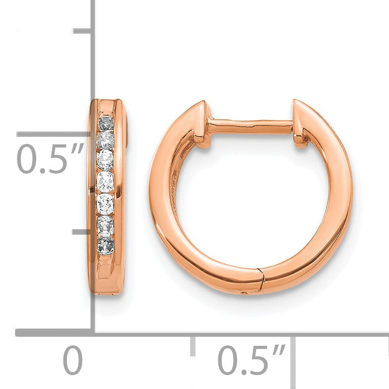 14k Rose Gold 1/4 carat Diamond Channel-set Hinged Hoop Earrings