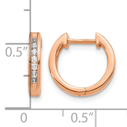 14k Rose Gold 1/4 carat Diamond Channel-set Hinged Hoop Earrings