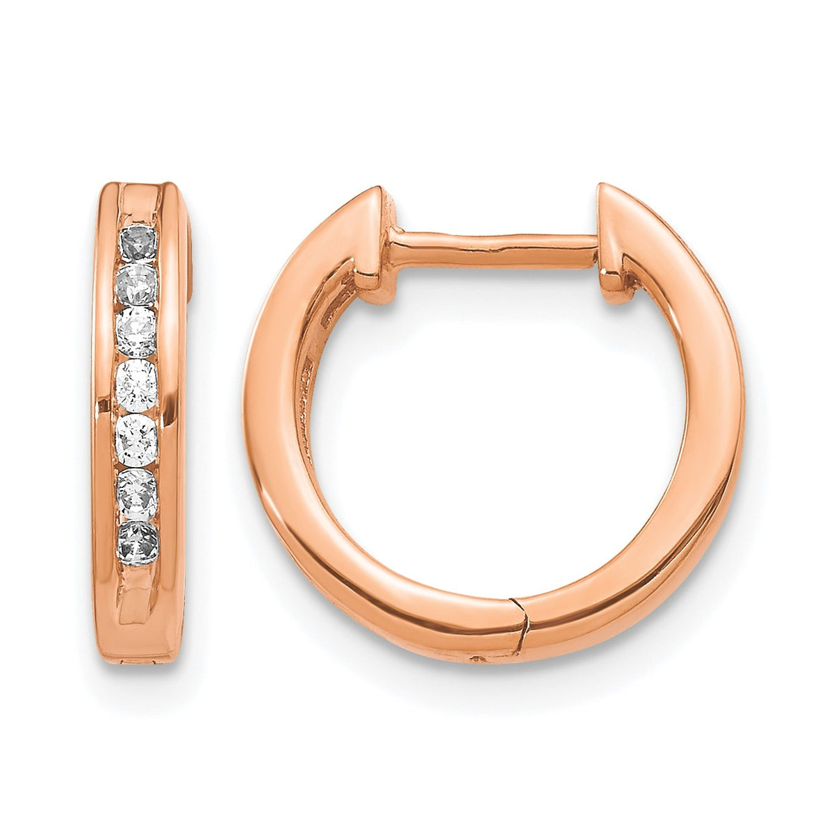 14k Rose Gold 1/4 carat Diamond Channel-set Hinged Hoop Earrings