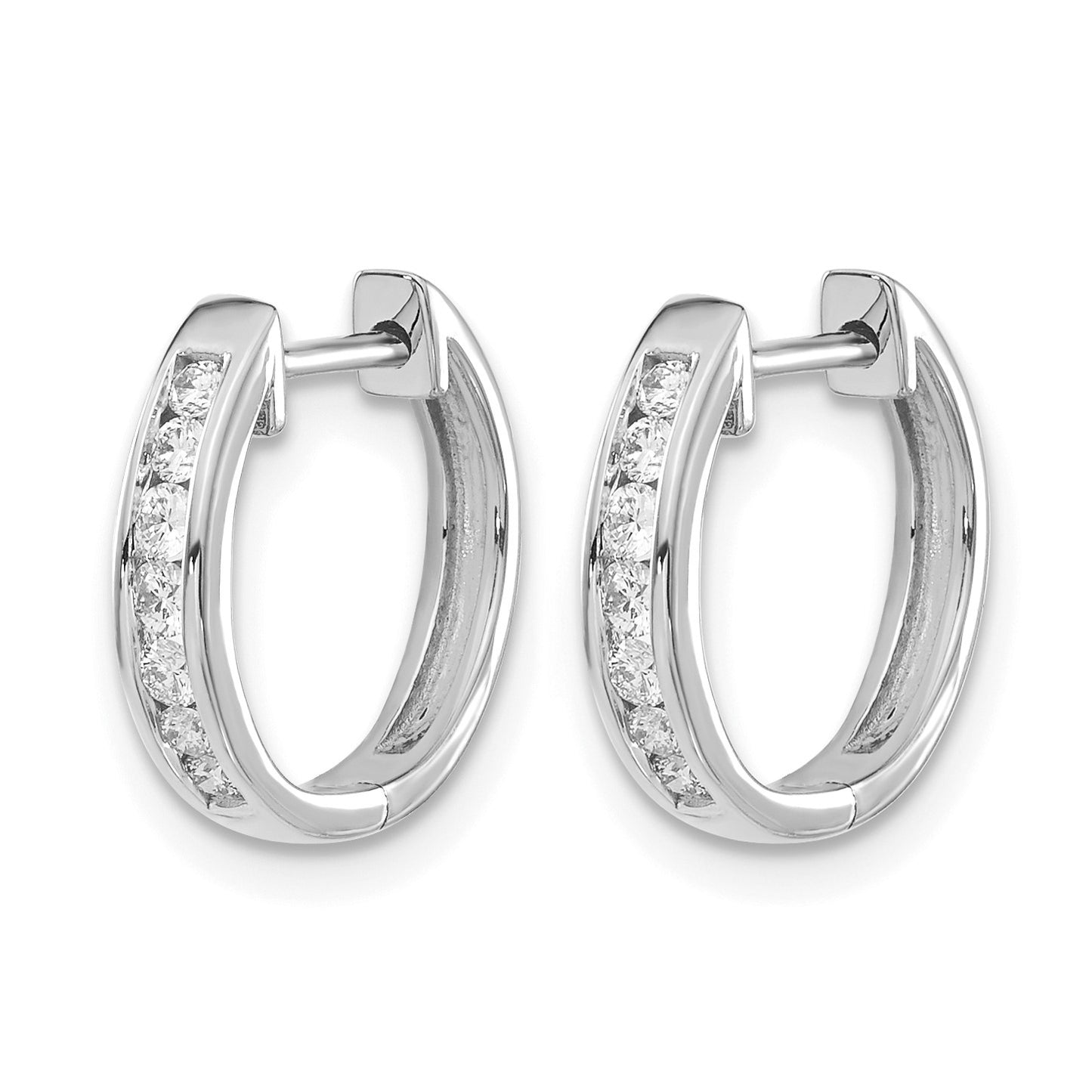 14k White Gold 1/4 carat Diamond Channel-set Hinged Hoop Earrings
