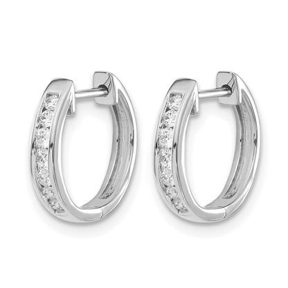 14k White Gold 1/4 carat Diamond Channel-set Hinged Hoop Earrings