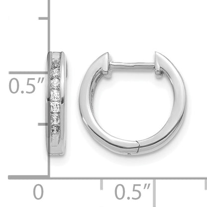 14k White Gold 1/4 carat Diamond Channel-set Hinged Hoop Earrings
