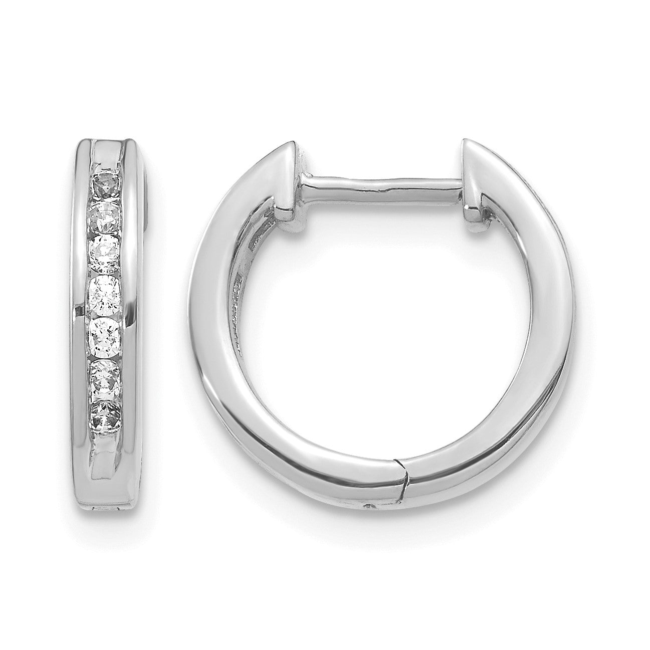 14k White Gold 1/4 carat Diamond Channel-set Hinged Hoop Earrings