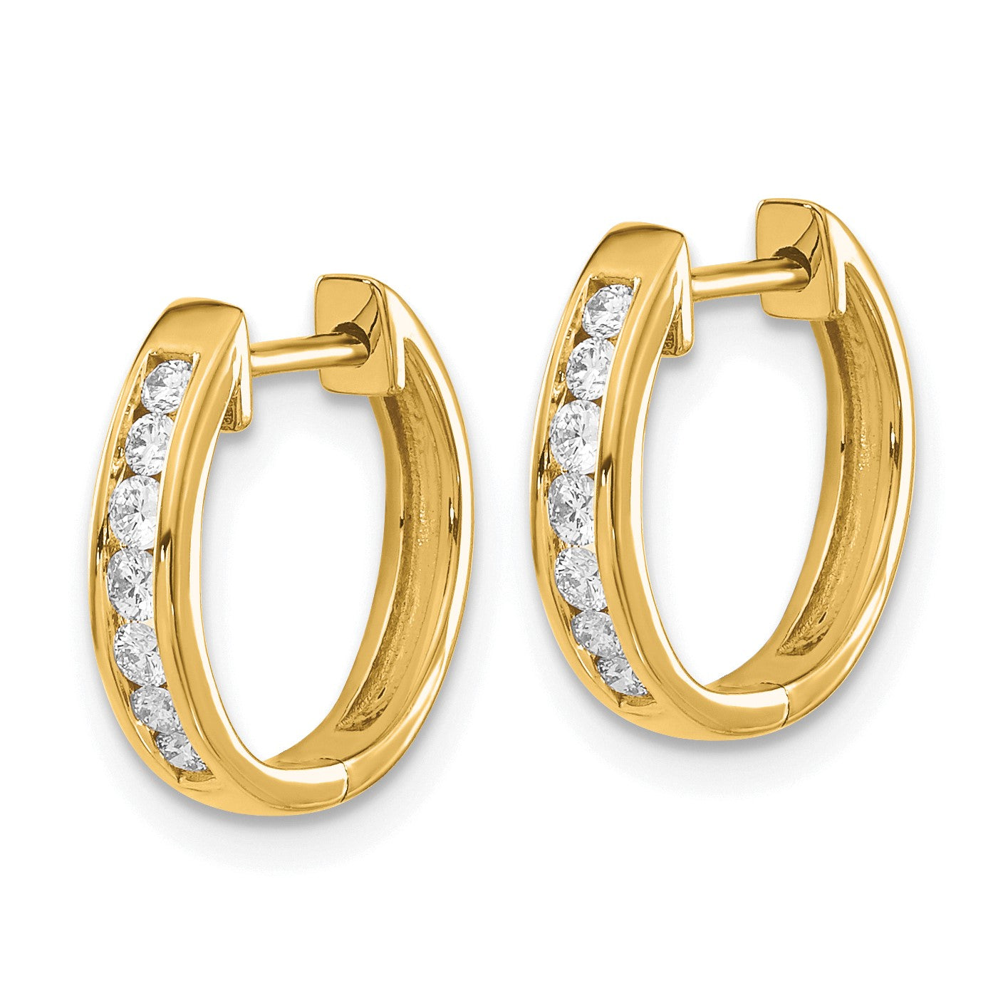 14k 1/4 carat Diamond Channel-set Hinged Hoop Earrings