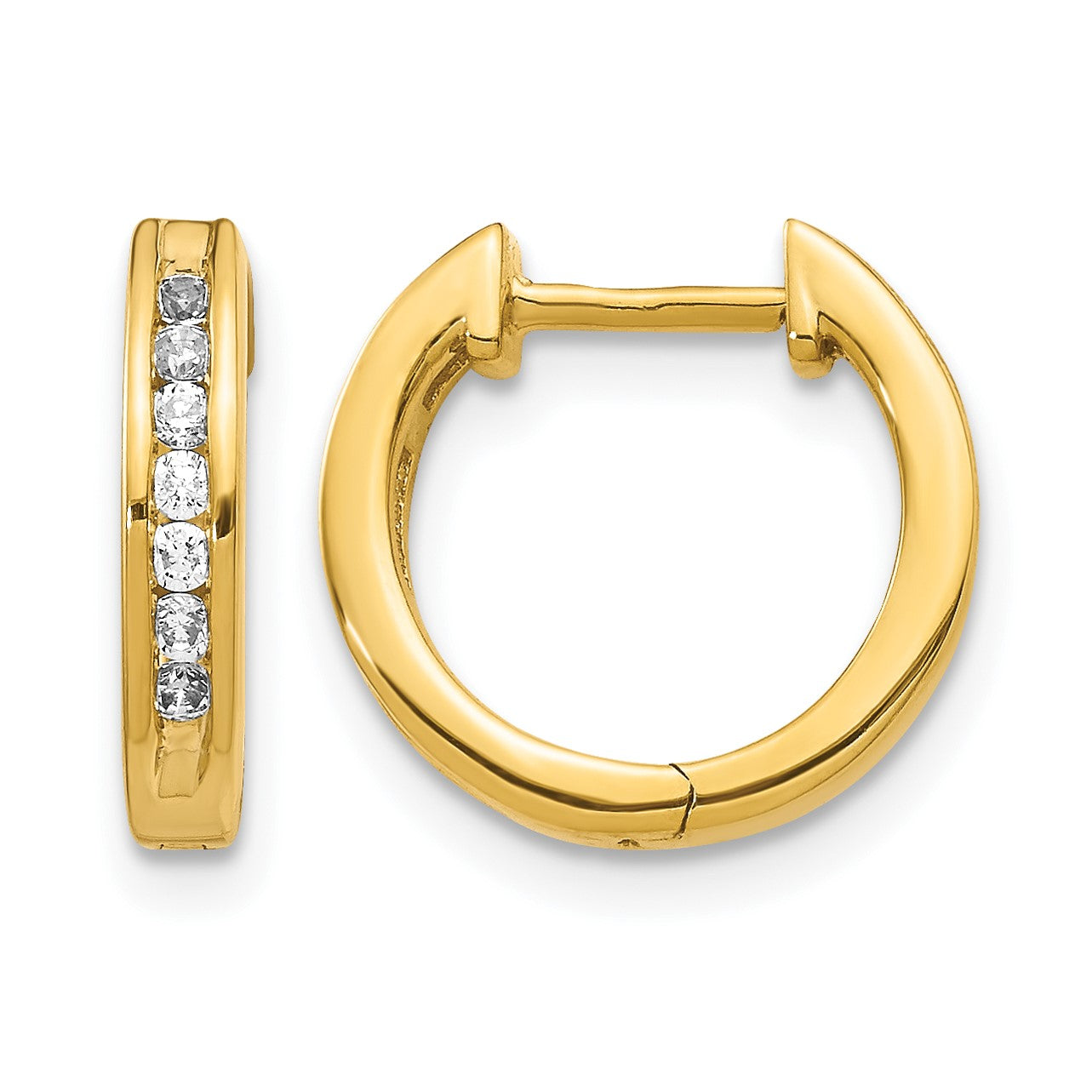 14k 1/4 carat Diamond Channel-set Hinged Hoop Earrings